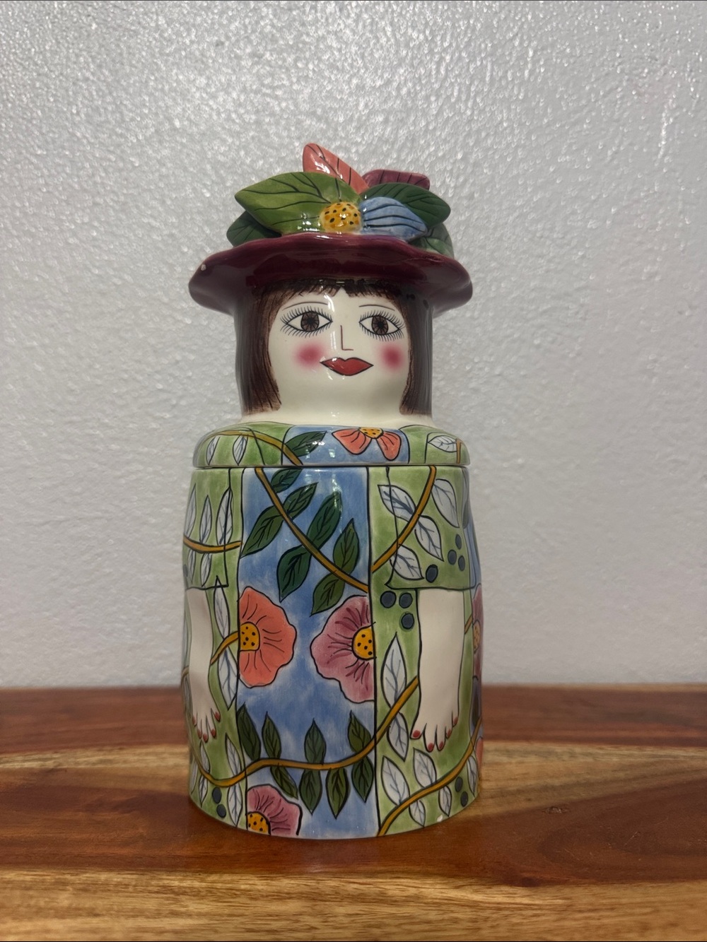 Vintage Bella Casa by Ganz Paula Ceramic Cookie Jar Canister Susan Paley 90s